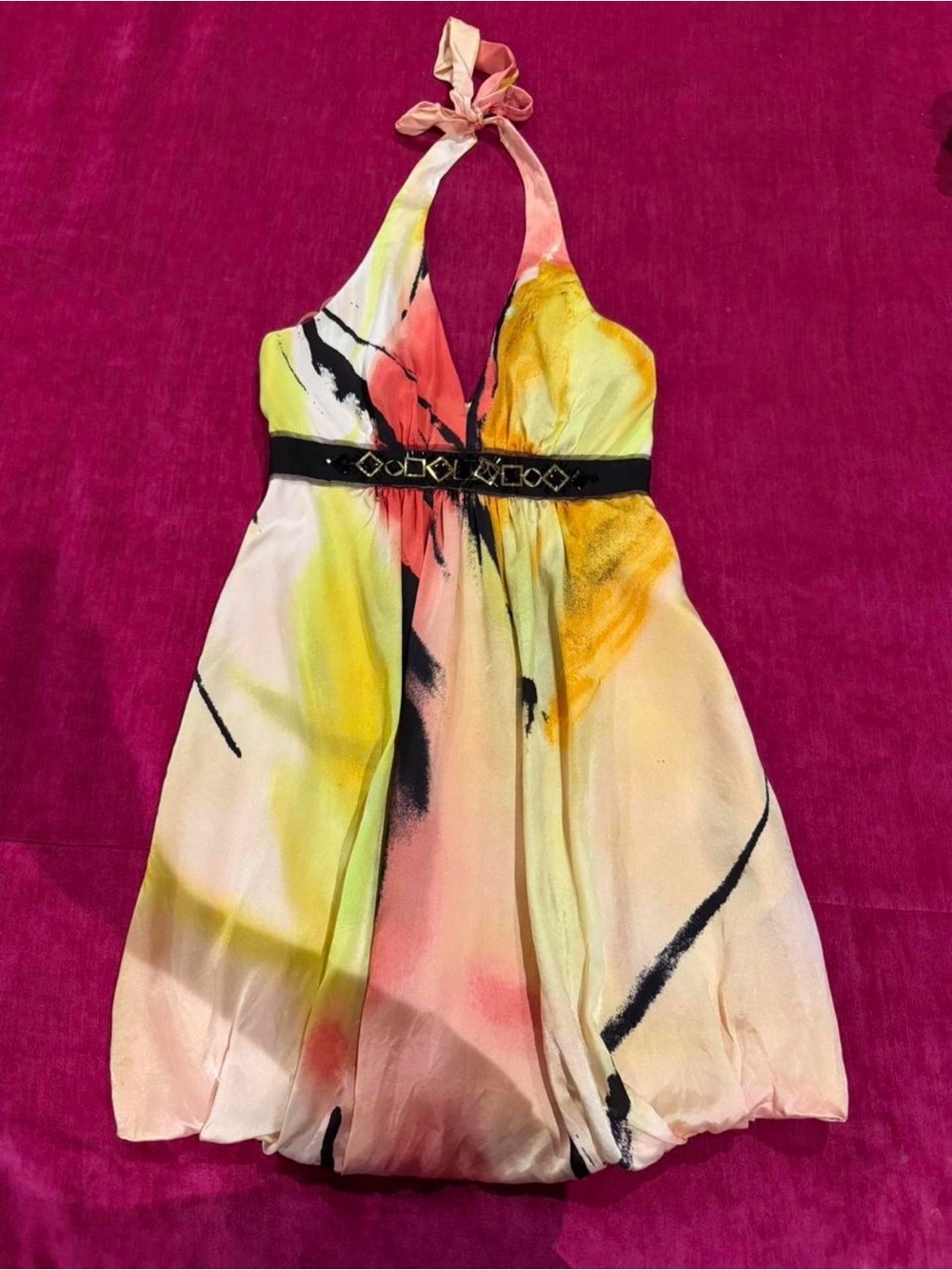 BCBGMAXAZRIA silk halter mini dress
